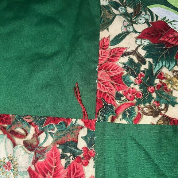 Patchwork Quilt 45” Square Christmas Holiday Handcrafted Red Green - Picture 6 of 7